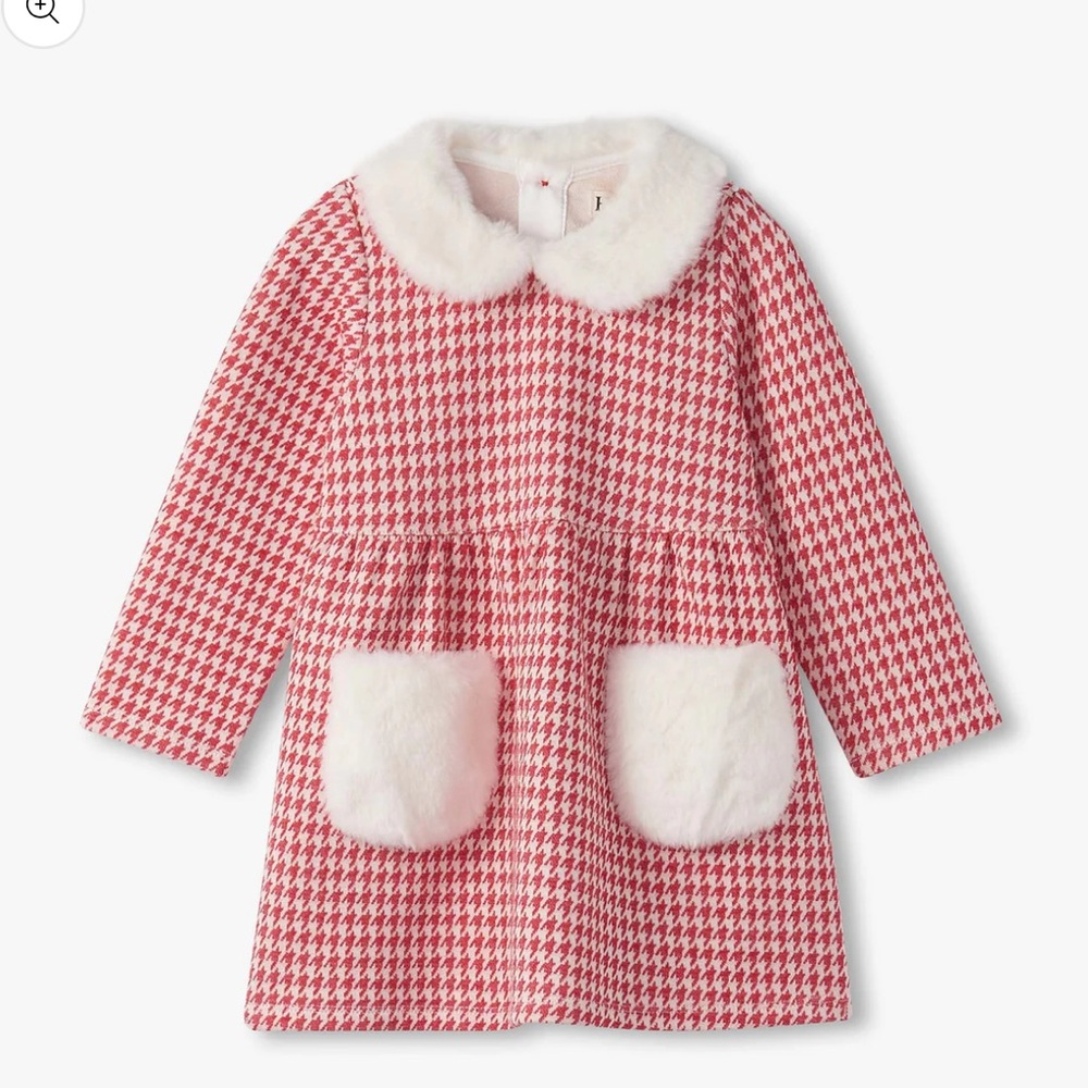Hatley-Baby & Toddler Girls Red Houndstooth Fun Trim Dress